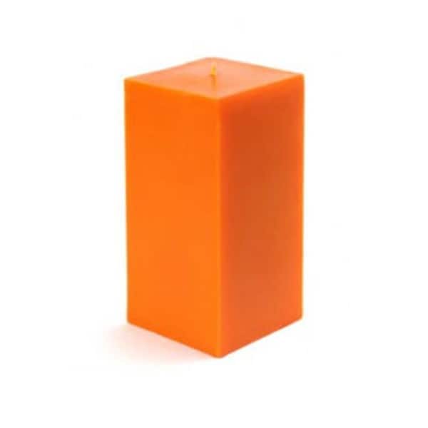 Zest Candle CPZ-141-12 3 x 6 in. Orange Square Pillar Candle, 12PK CPZ-141_12 - main